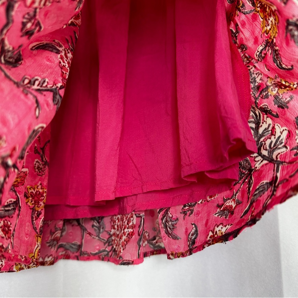 Joie Floral Mini Tiered Skirt Peplum Summer Womens Small Pink Ruffle Lined - Picture 4 of 9